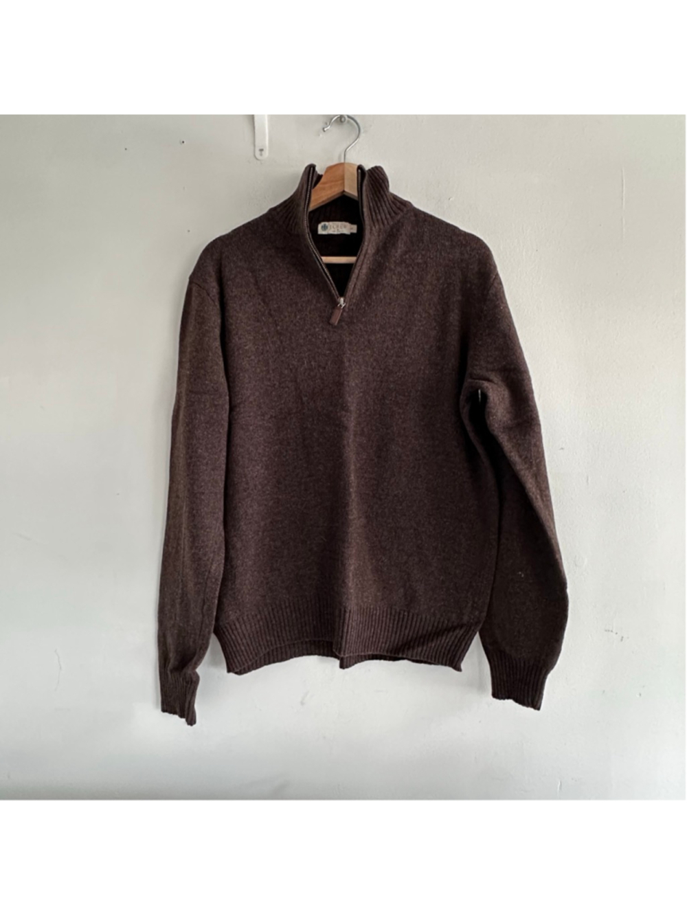 Men's J.Crew Brown Lambswool Quarter-Zip Sweater L